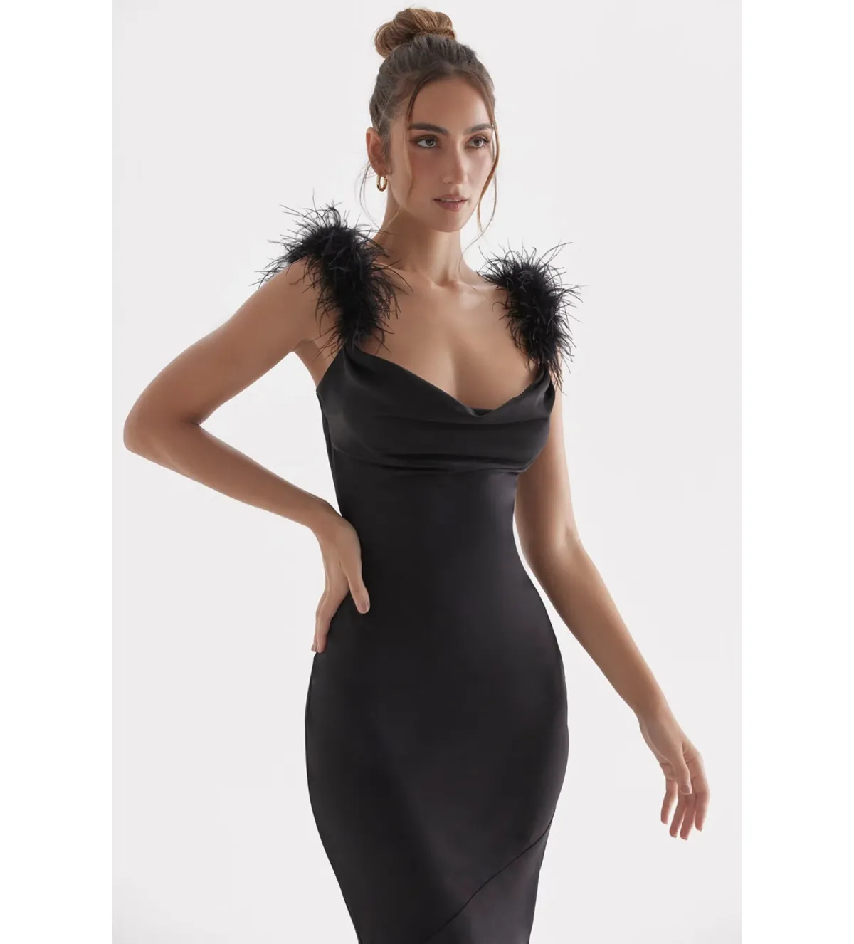 House Of CB Tabitha Black Satin Maxi Dress Black Size 6/XS - Image 4