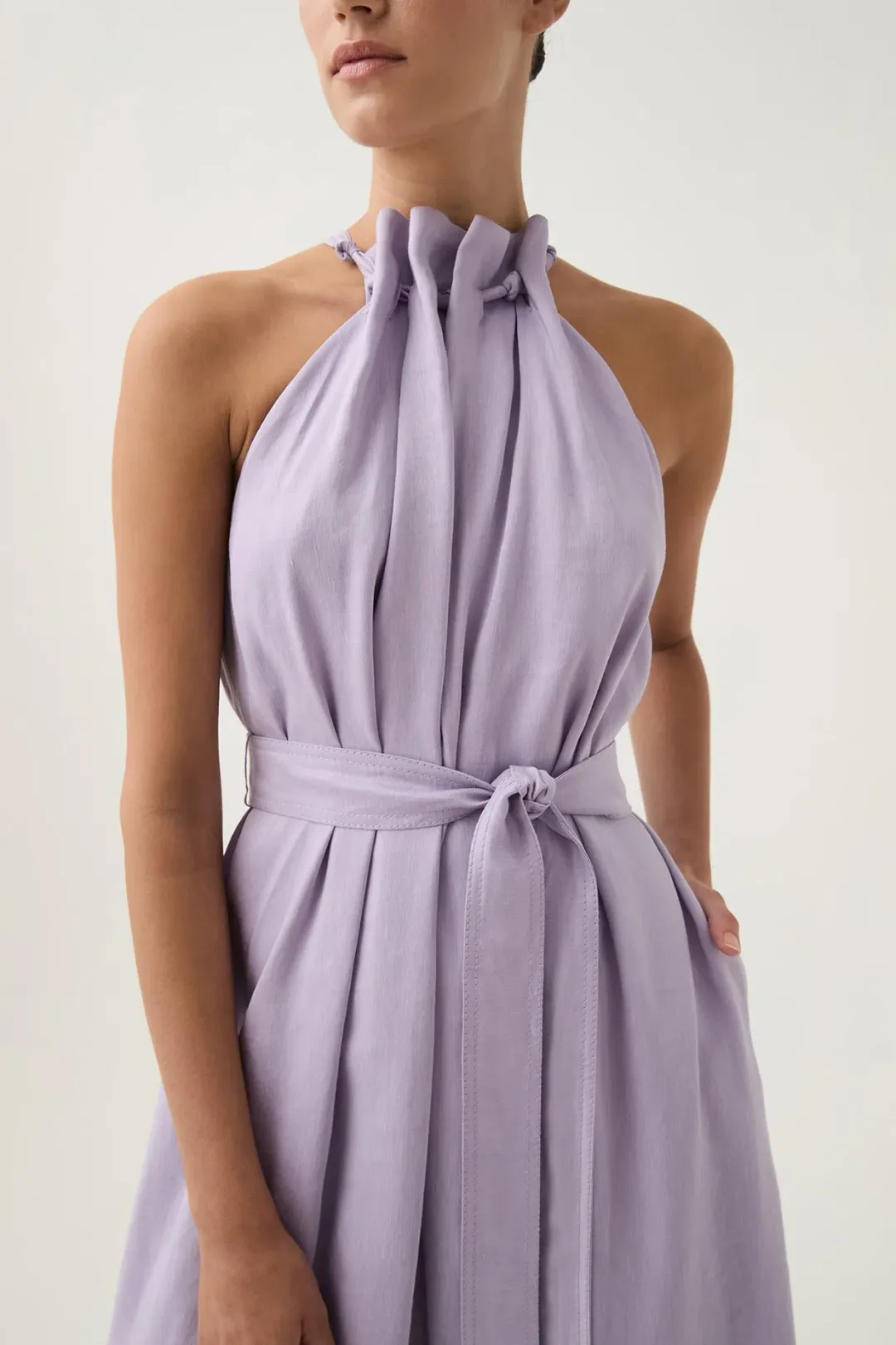 Aje Mariel Trapeze Midi Dress Lilac Size 14 for rent on The Volte - main image