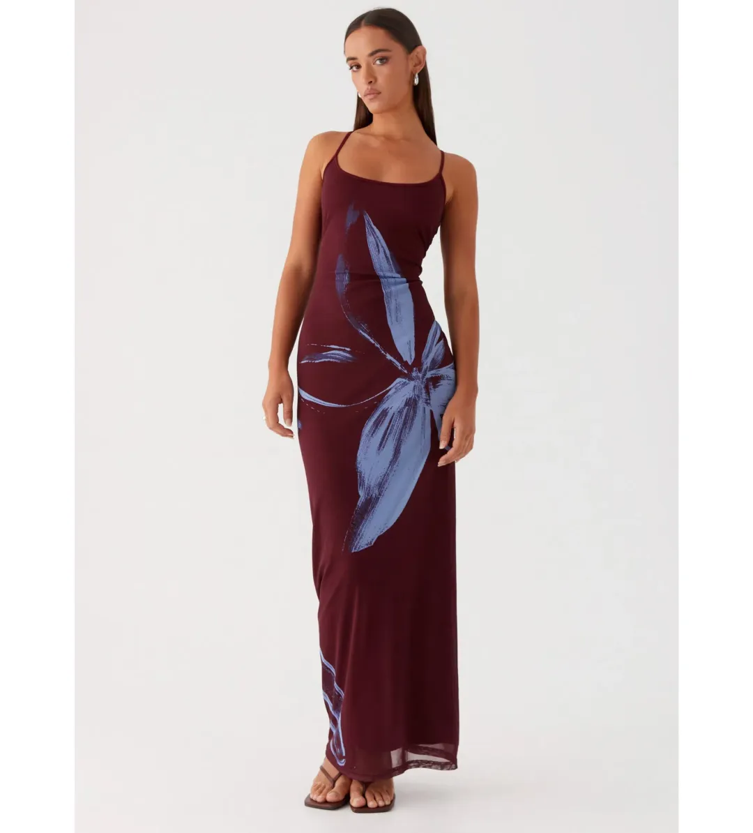 Serene Maxi Dress - Brown Purple Floral Size AU8 for rent on The Volte - main image