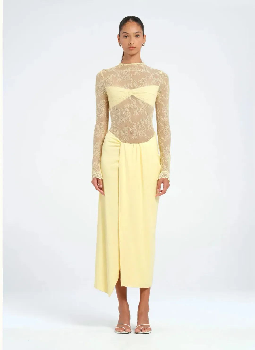 Benni Colton Midi Dress in Butter Size 8 for rent on The Volte - main image