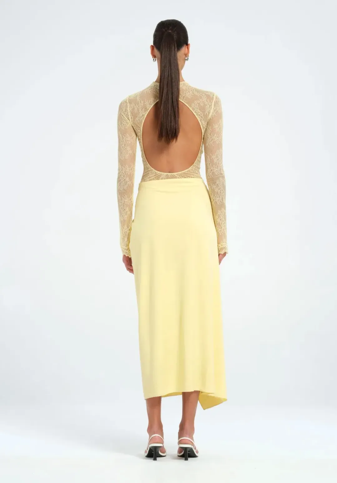 Benni Colton Midi Dress in Butter Size 8 for rent on The Volte - main image