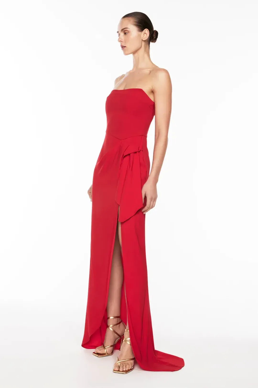 Manning Cartel Asymmetrical Games Strapless Gown Red Size 10 for rent on The Volte - main image