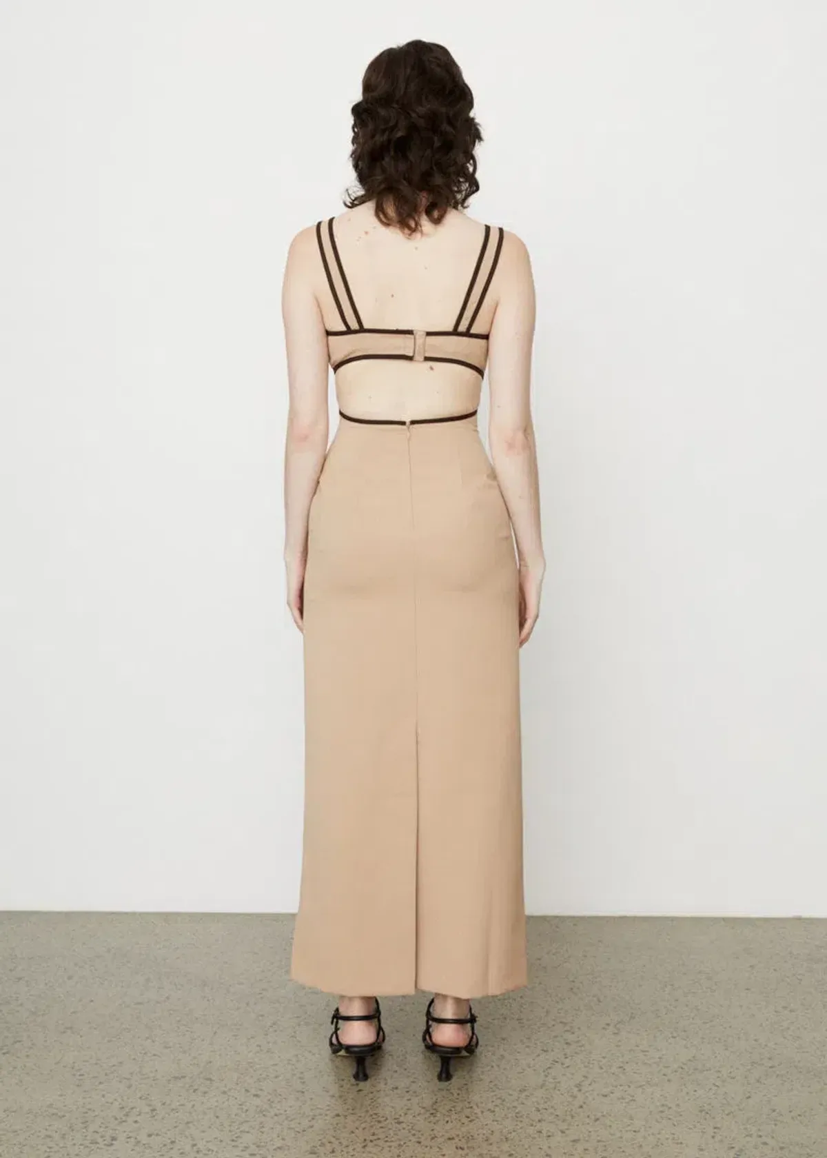 Wynn Hamlyn Burn Out Bodice Dress Beige Size 10 - Image 5