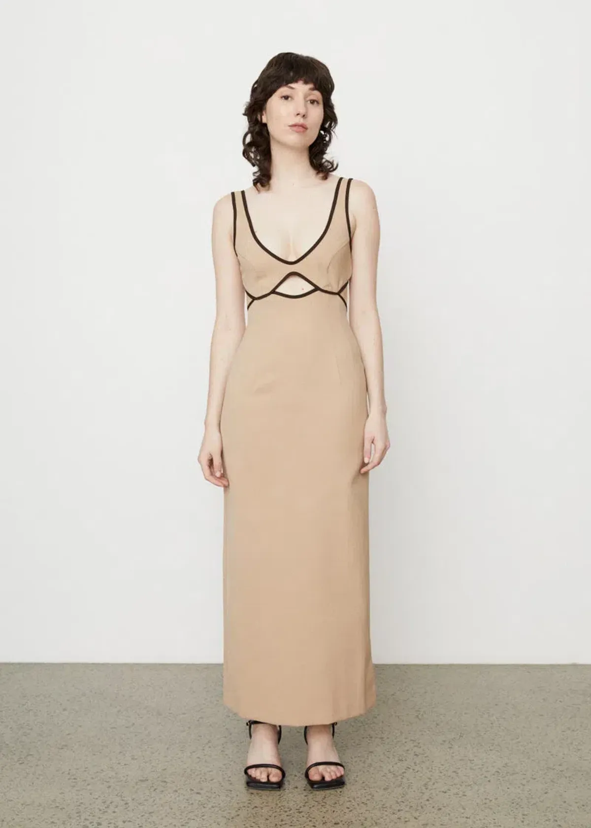 Wynn Hamlyn Burn Out Bodice Dress Beige Size 10 - Image 1