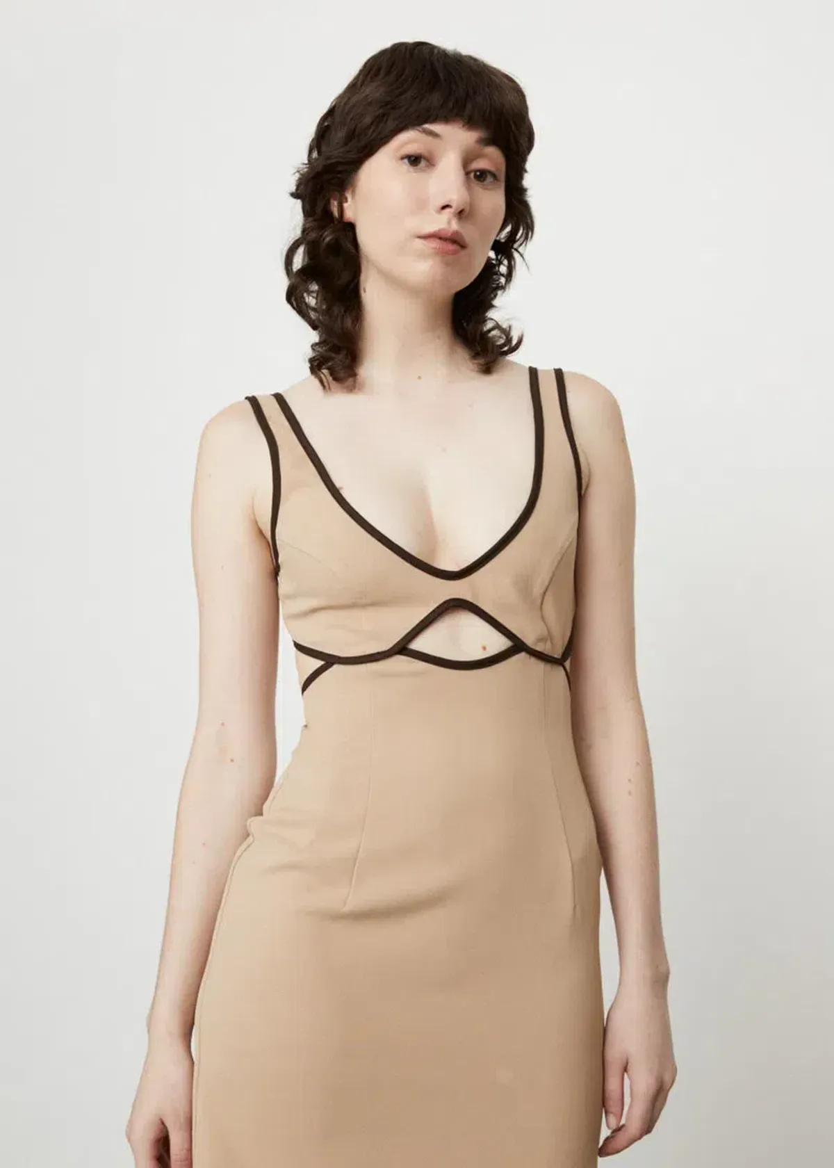 Wynn Hamlyn Burn Out Bodice Dress Beige Size 10 - Image 3