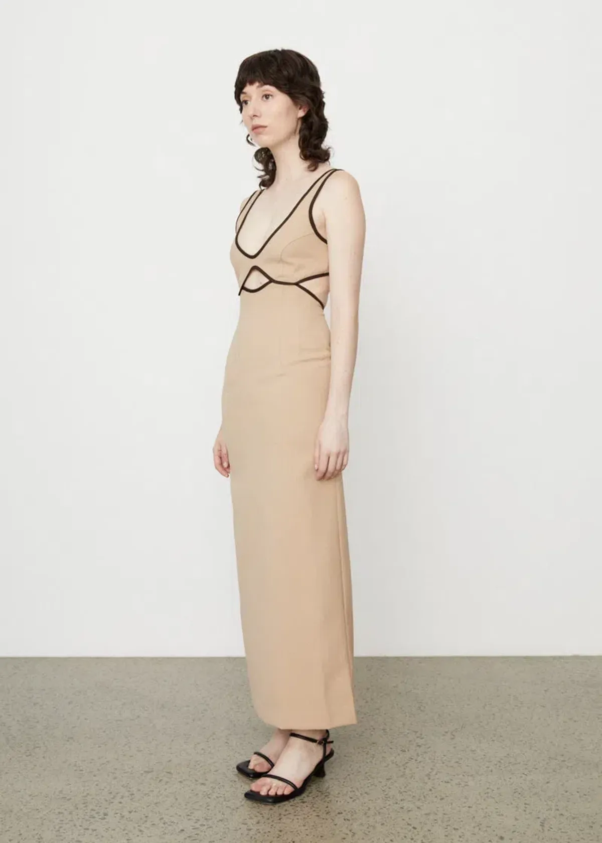 Wynn Hamlyn Burn Out Bodice Dress Beige Size 10 - Image 4