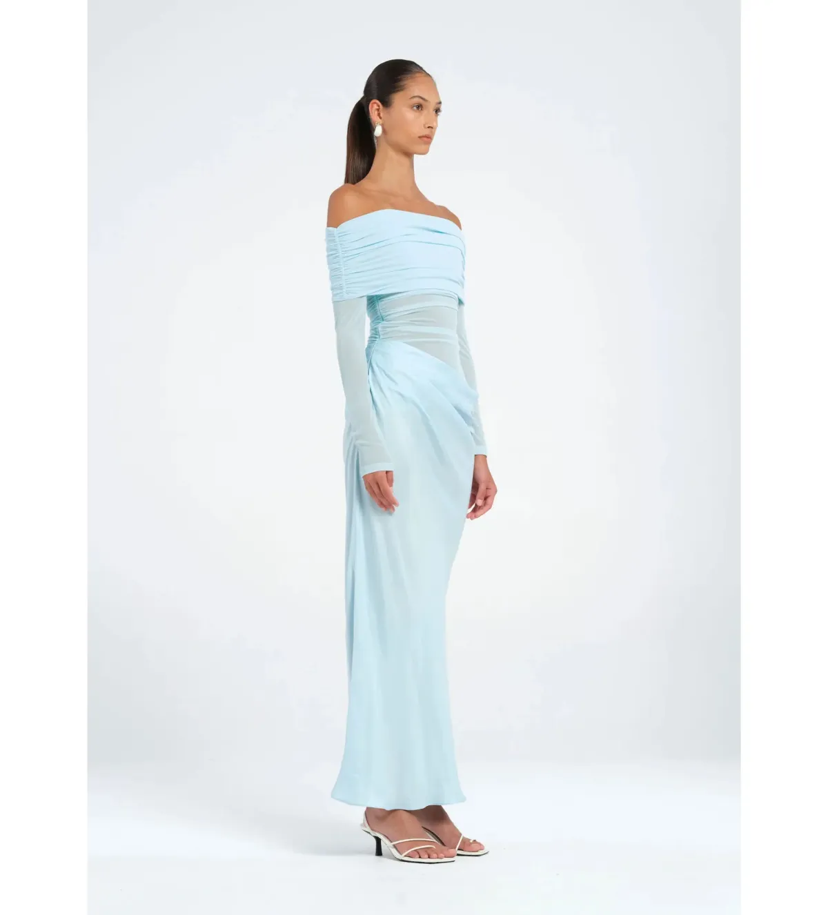 Benni Yasmin Off Shoulder Maxi Dress Baby Blue Size 6 - Image 2