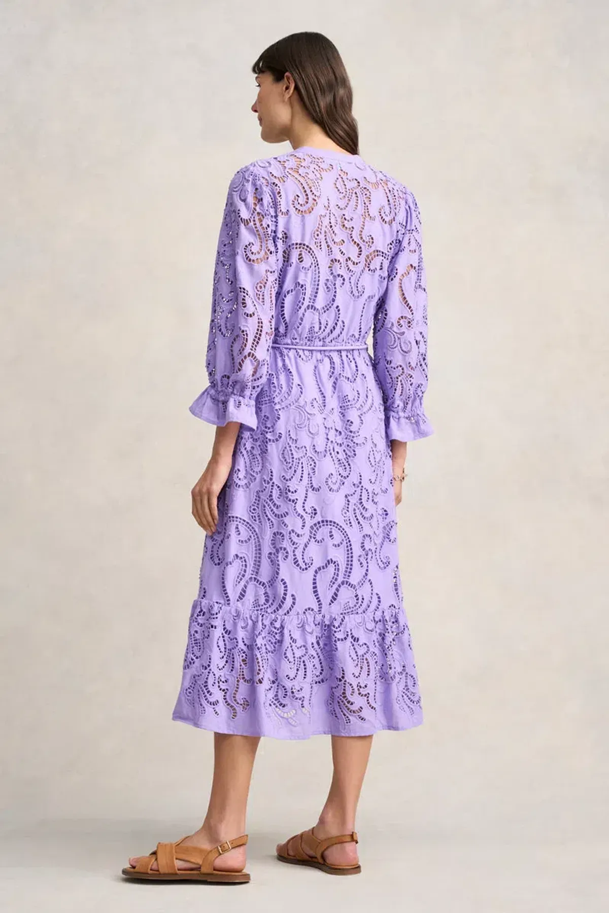 Blue Illusion Broderie Lace Midi Dress Bright Lilac Size 8/XS - Image 3