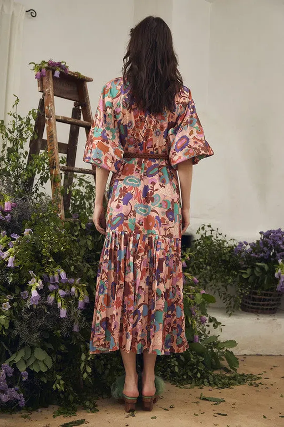 Bohemian Traders Dress Pleated Dolman Dress Carnaby Flora Size 8 for rent on The Volte - main image