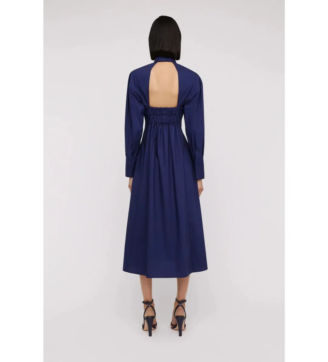 Scanlan Theodore Parachute Cut Out Shirt Midi Dress Navy Size AU 10 for rent on The Volte - main image