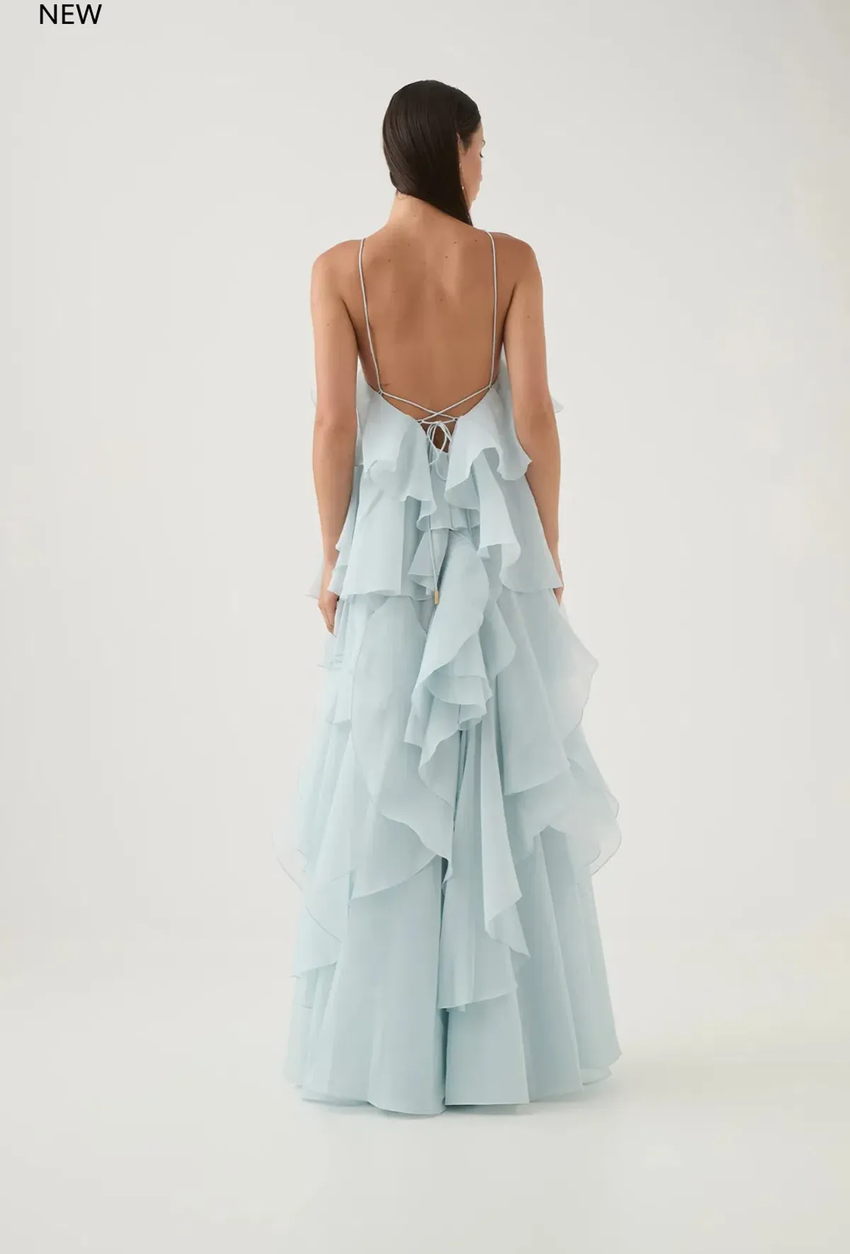 Aje Pandorea Layered Maxi Dress Silver Blue Size AU 6 - Image 3