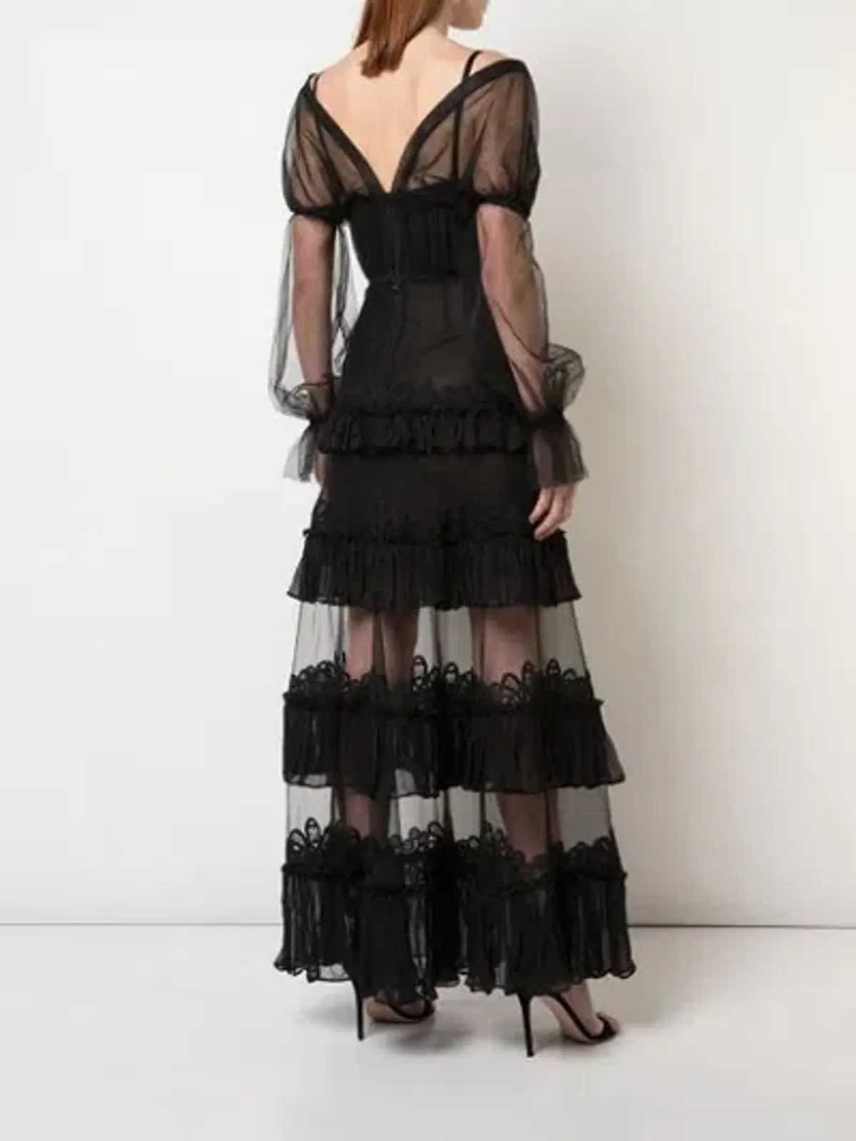 Jonathan Simkhai Lace Tulle Ruffle Dress Black Size 6 - Image 2