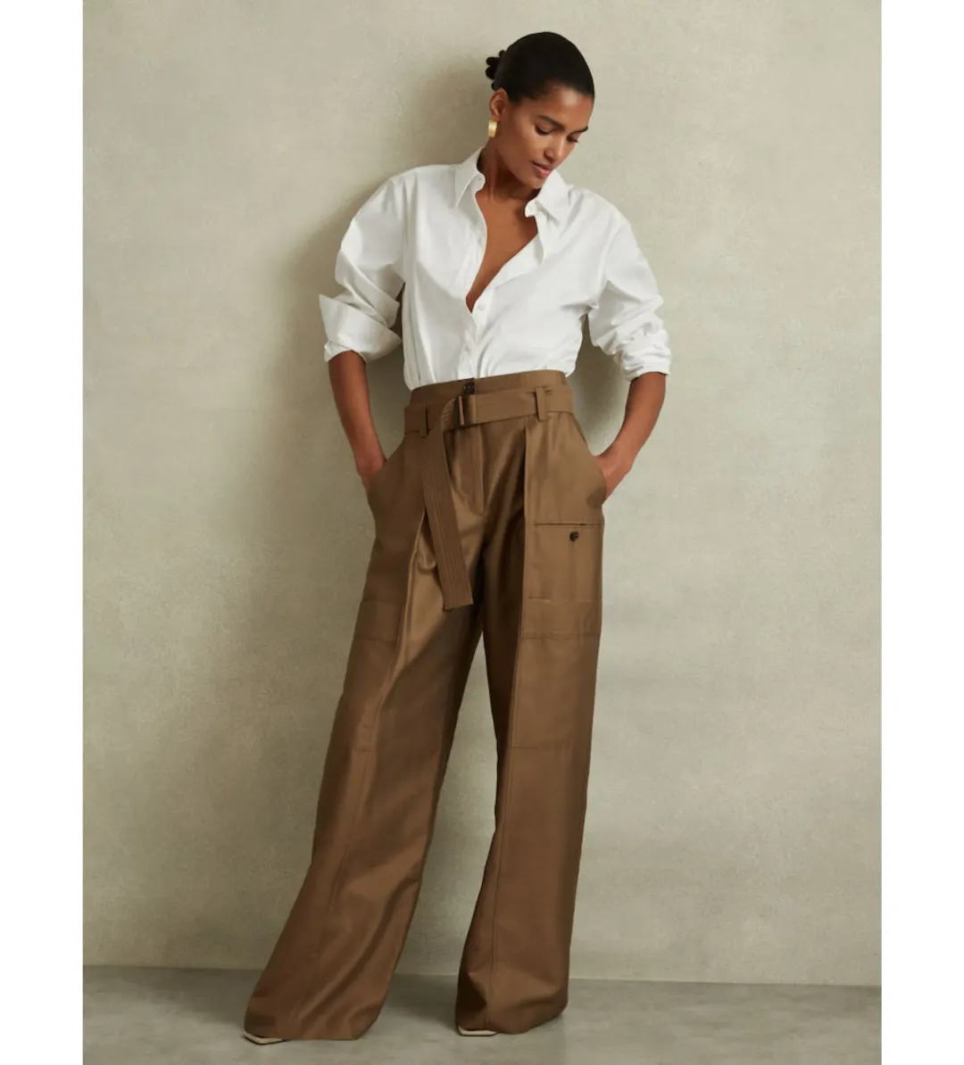 Reiss Jenny-cotton Poplin Shirt In White Size AU 8 for rent on The Volte - main image