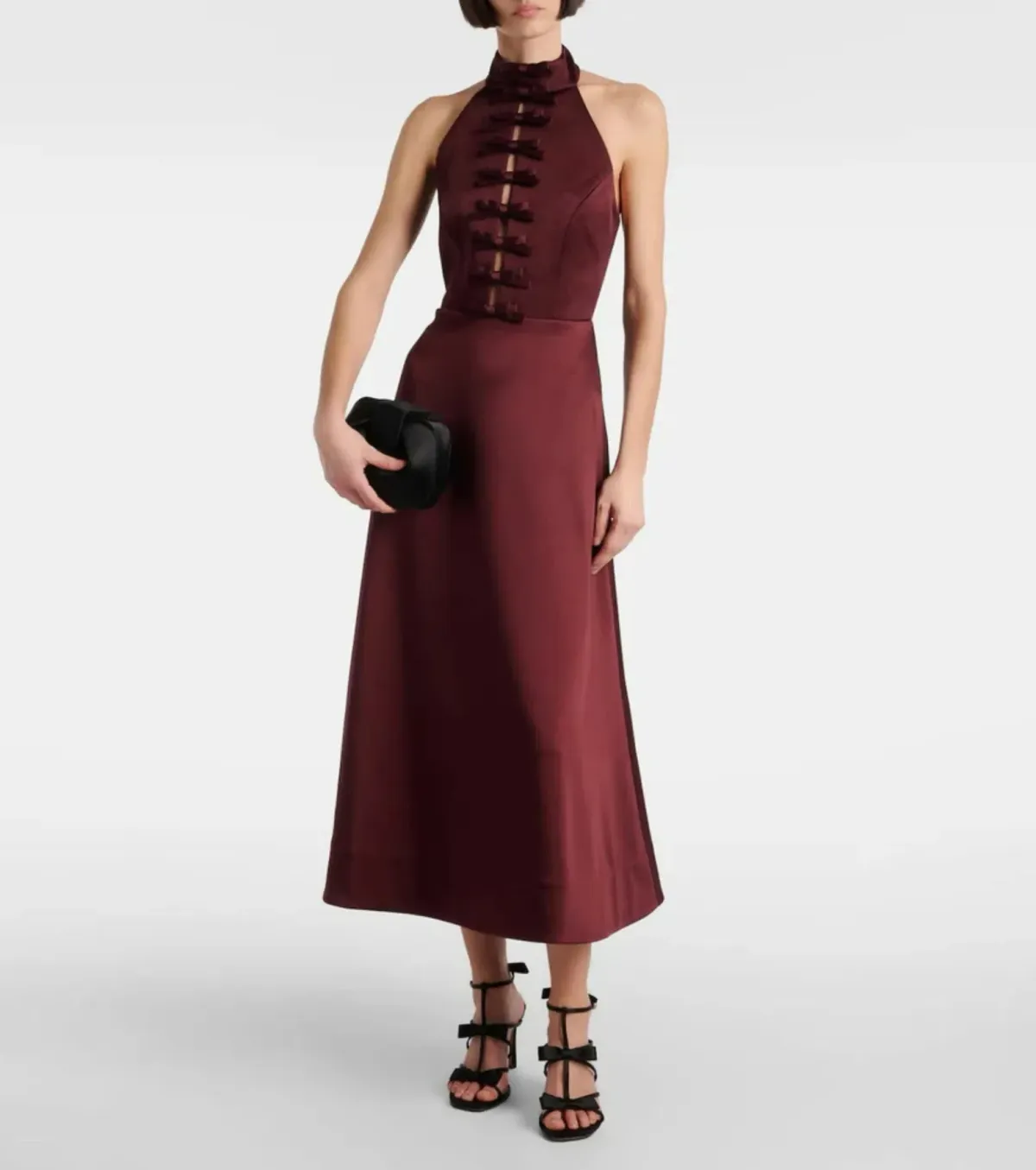 Rebecca Vallance Merlot Halter Midi Dress Size AU 10 - Image 1