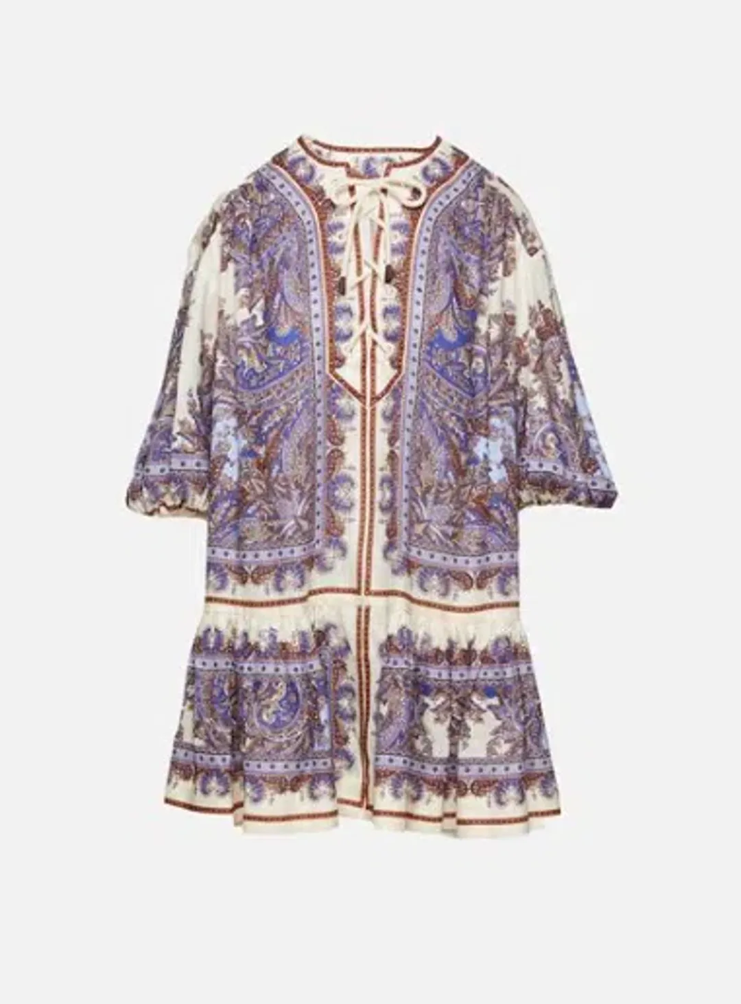 Zimmermann Ottie Eyelet Paisley Linen Mini Dress Size AU 8 for rent on The Volte - main image