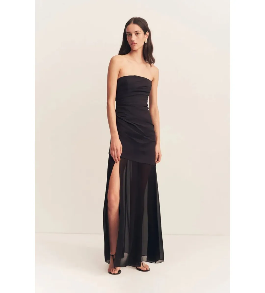 Shona Joy Blainey Strapless Draped Maxi Dress Black Size AU 8 for rent on The Volte - main image