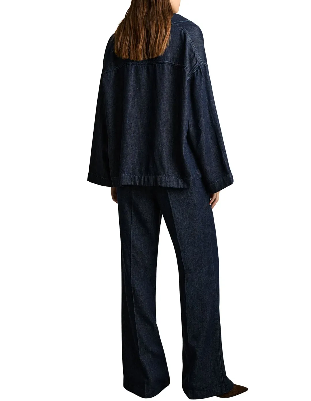 Reiss Reed Deep V Woven Top in Indigo Size UK 12 / AU 12 for rent on The Volte - main image