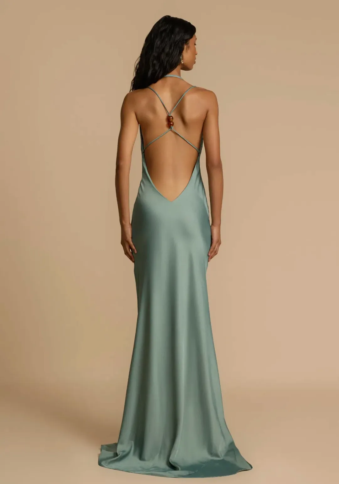 Arcina Ori Isodora Maxi Dress Metallic Green Size 8 for rent on The Volte - main image