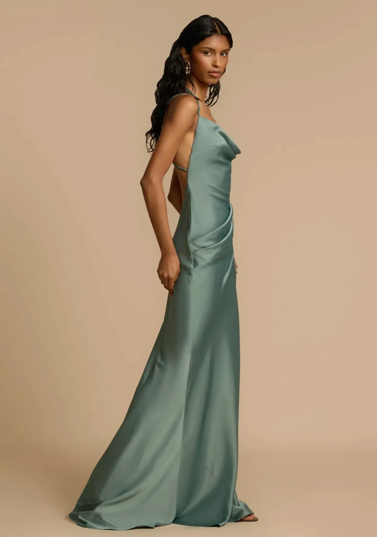 Arcina Ori Isodora Maxi Dress Metallic Green Size 8 - Image 2