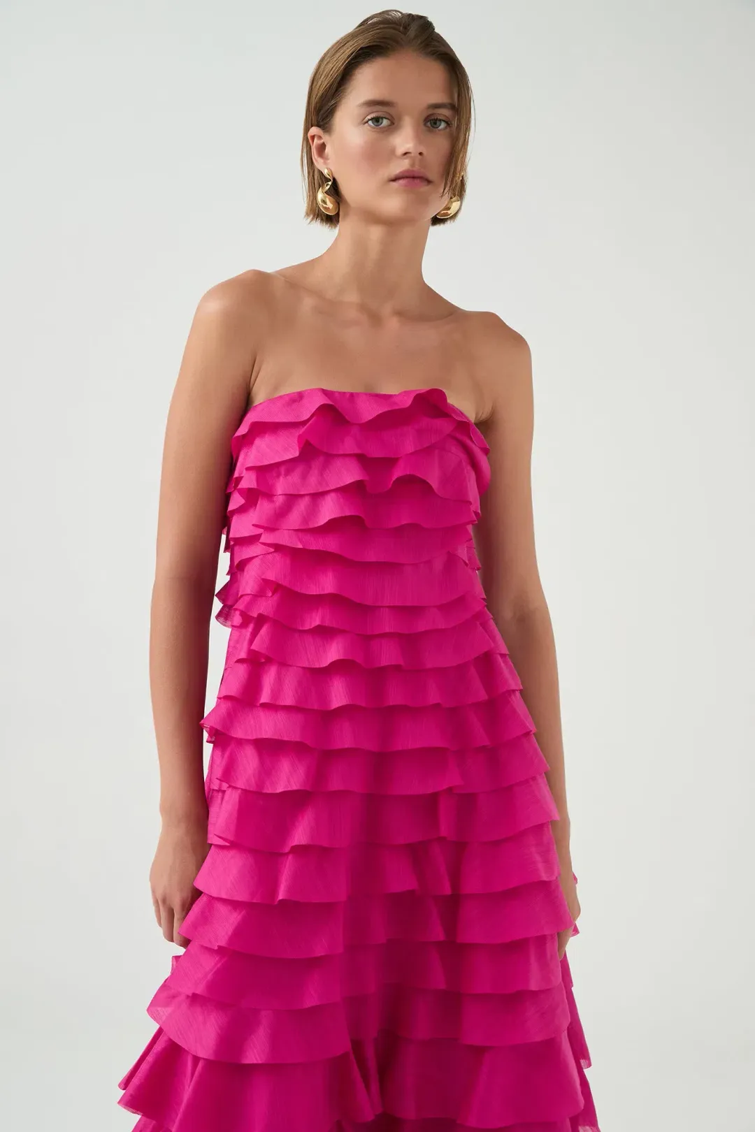  Aje Fleur Pleated Gown Pink Size 6  for rent on The Volte - main image