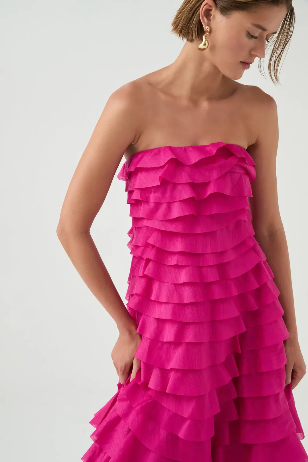  Aje Fleur Pleated Gown Pink Size 8  for rent on The Volte - main image