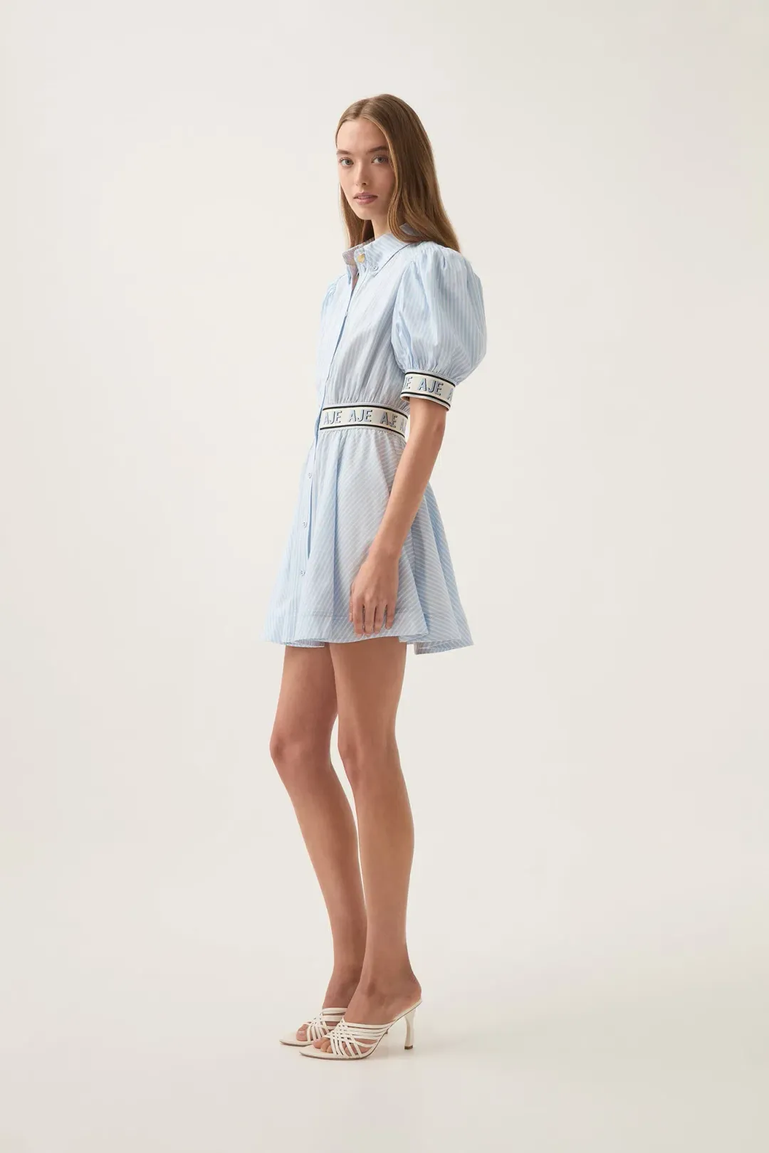 Aje Harling Logo Mini Dress in  Muted Sky Size AU 8 for rent on The Volte - main image
