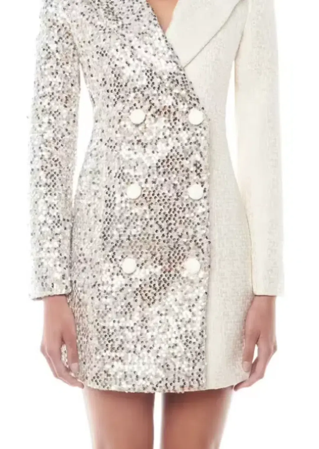 Eliya The Label Demi Blazer Dress White Sequin Size 10 for rent on The Volte - main image