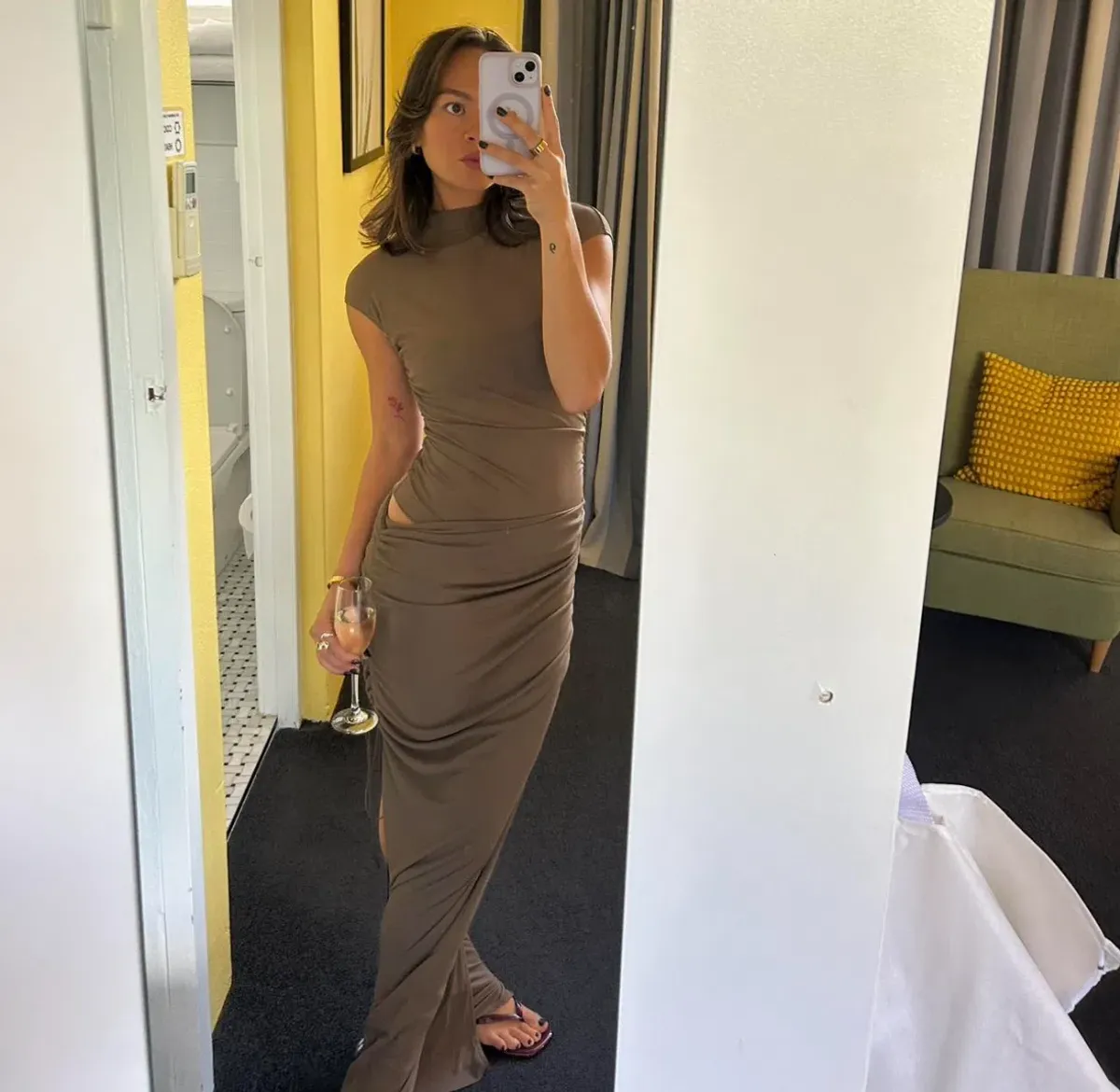 Benni Milo Mesh Maxi in Mushroom Size S/AU 8 - Image 4