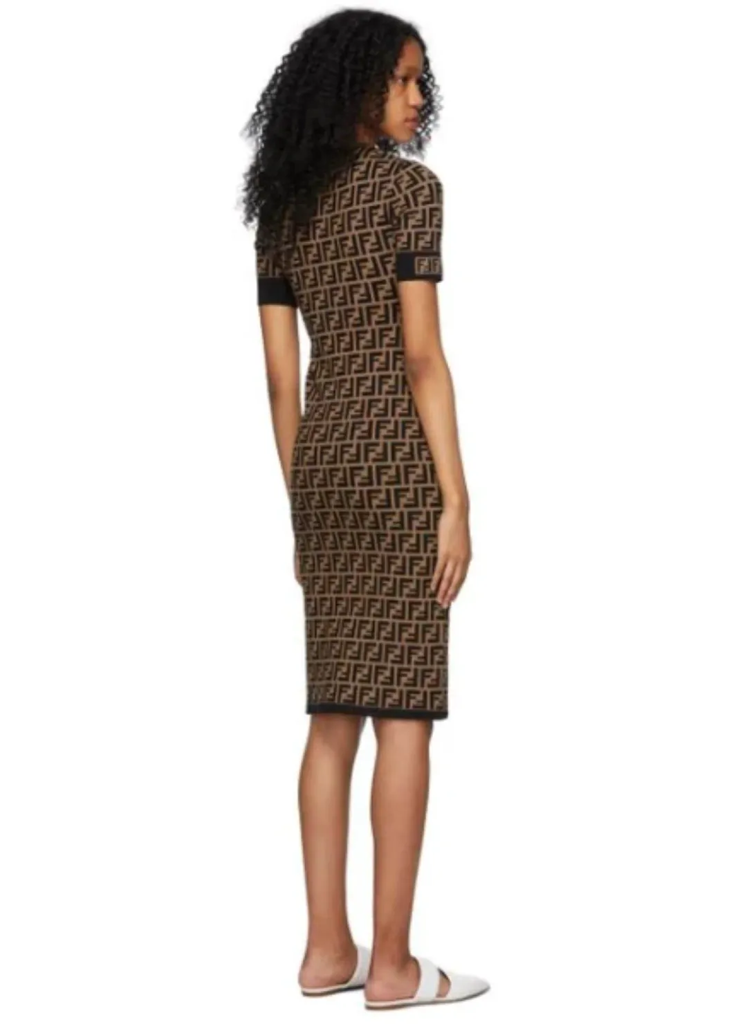 Fendi Knit Dress Midi Brown Size 10 for rent on The Volte - main image