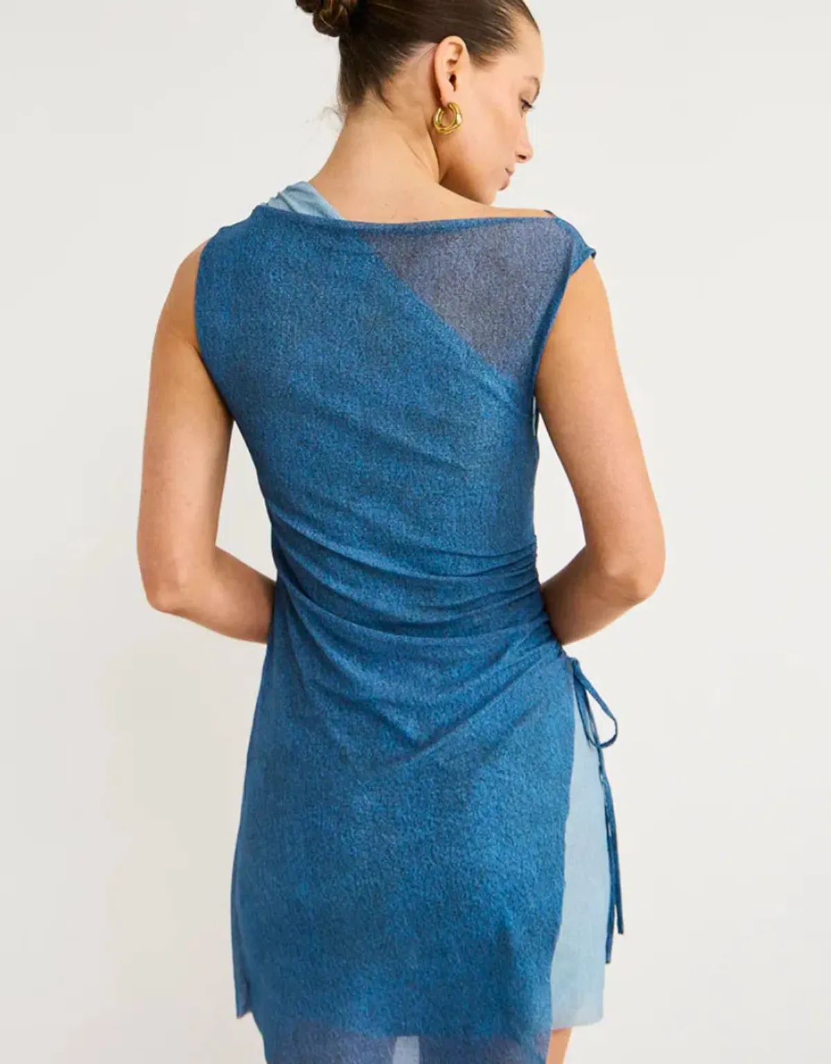 Bec and Bridge Hayden Asym Mini Dress in Spliced Denim Size 8 - Image 4