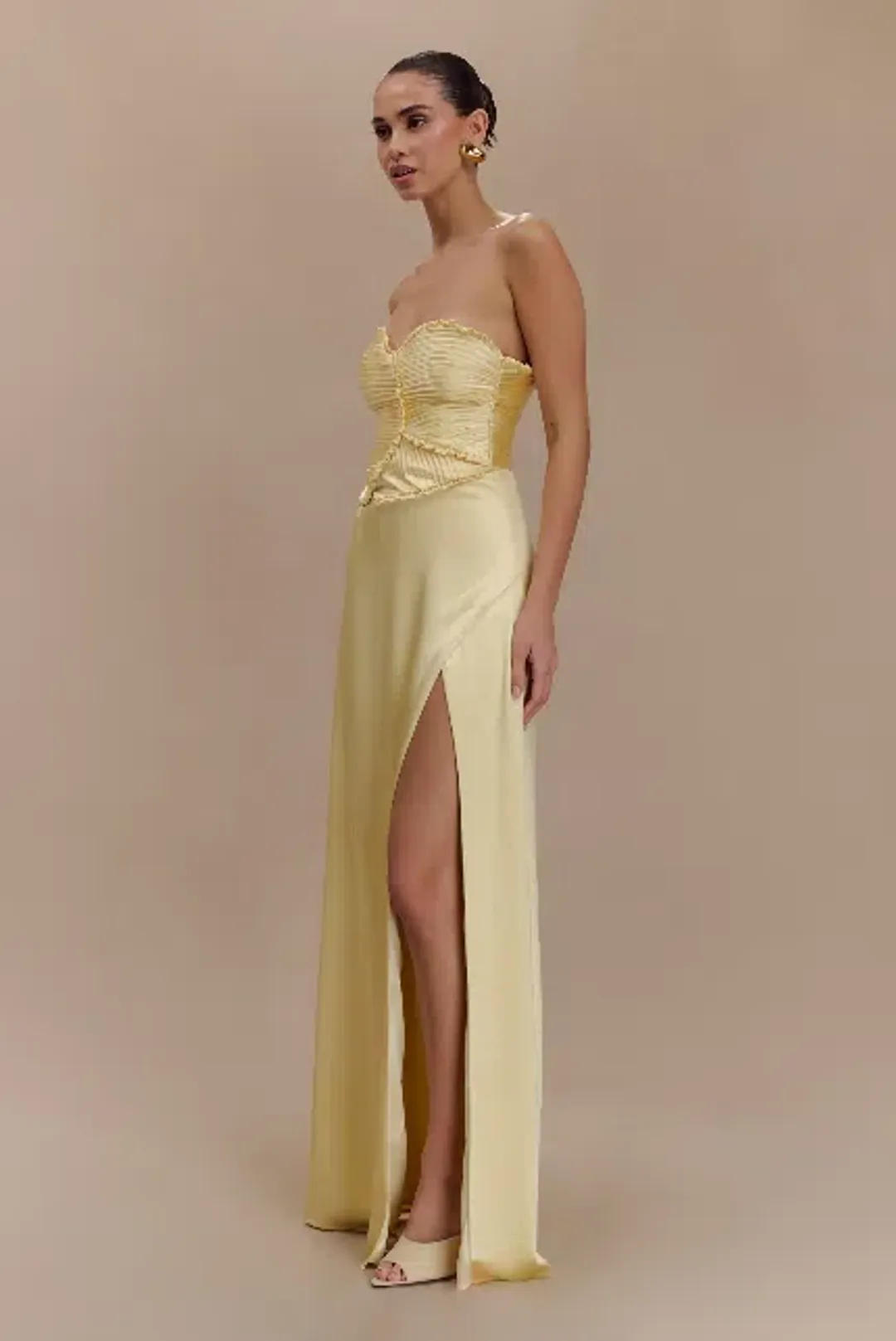 Meshki Larissa Dress Lemon Yellow Size 6 for rent on The Volte - main image