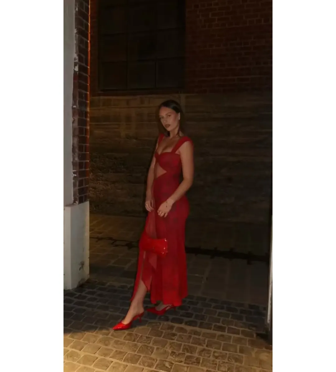She is Ollá Imogen Maxi Dress in Cherry Red Size AU 10 for rent on The Volte - main image