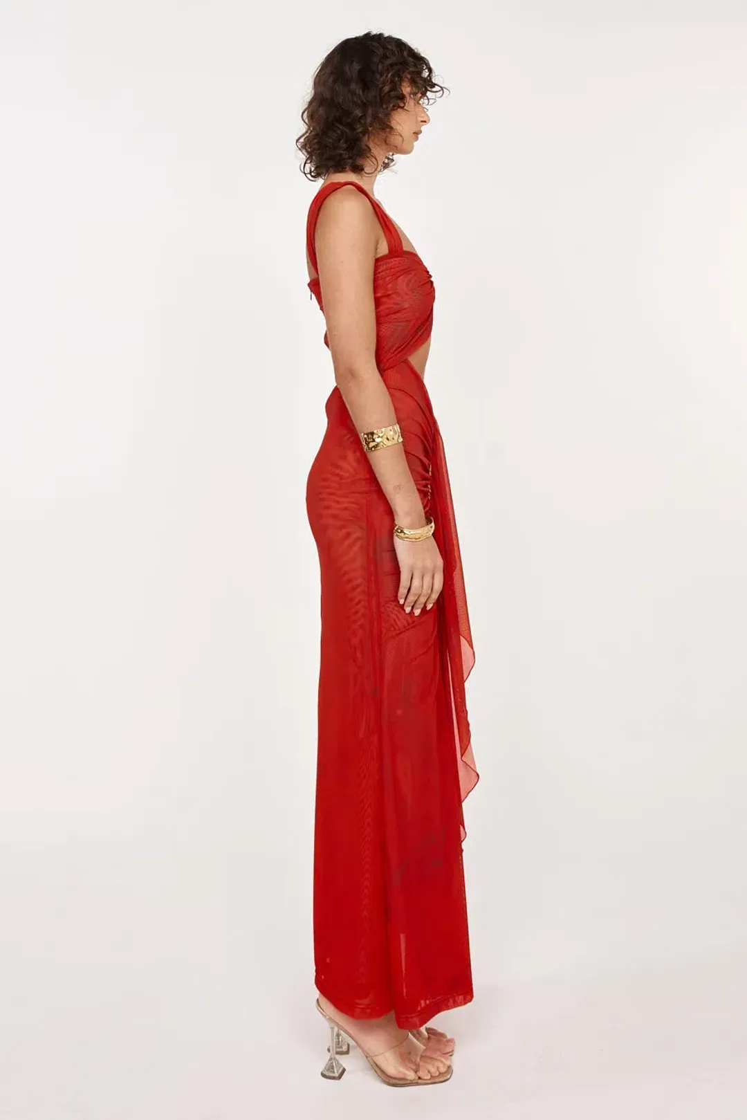 She is OLLÁ Imogen Maxi in Cherry Red Size 6 for rent on The Volte - main image