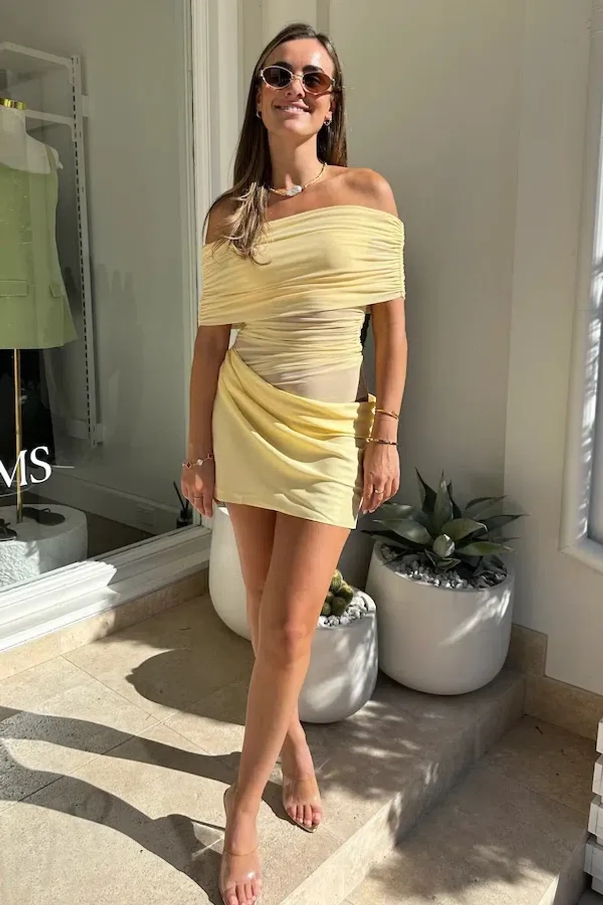 Benni Nico Off Shoulder Mini Dress Butter Size 10 - Image 1