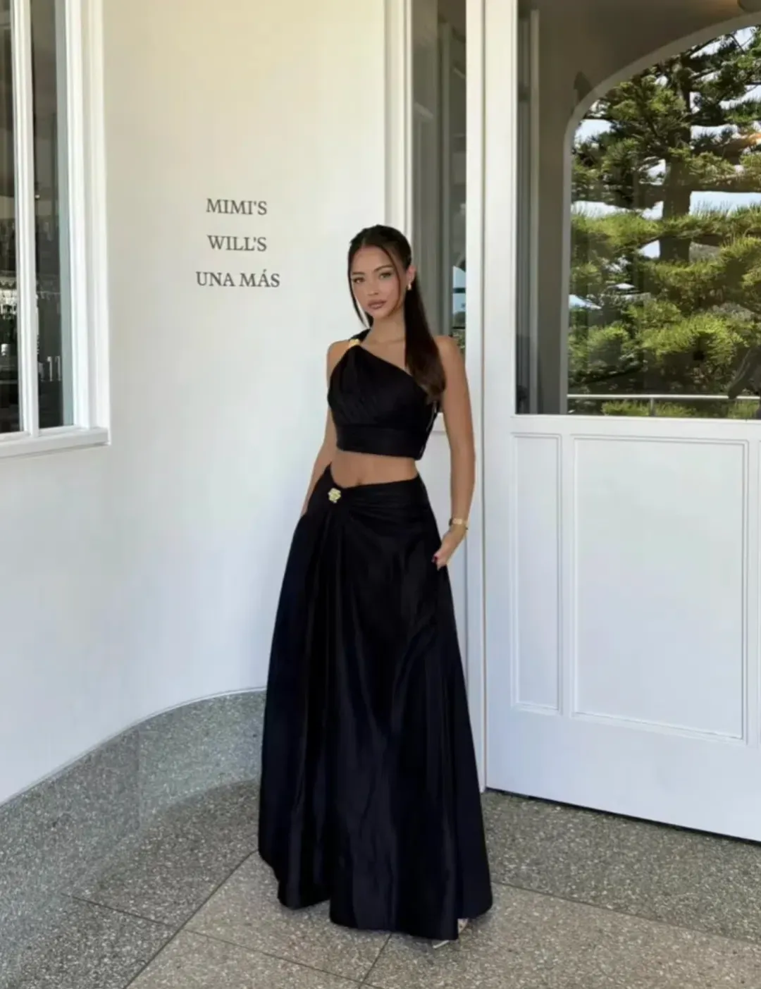 Aje Clarity top and Oakleigh Maxi Skirt set black Size 8 for rent on The Volte - main image