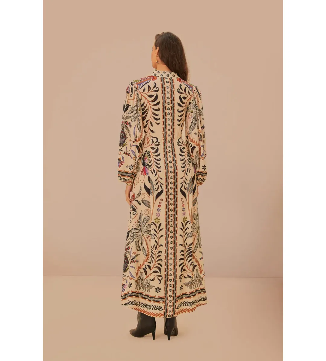 Farm Rio Sand Classic Nature Maxi Dress in Beige Size L/ AU 16  for rent on The Volte - main image