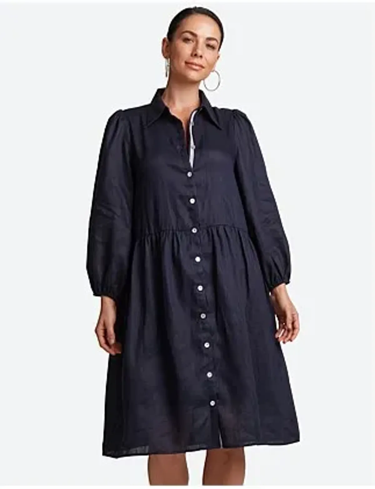 Eb&ive Studio Midi Shirt Dress Navy Size S/ AU 8 - Image 1