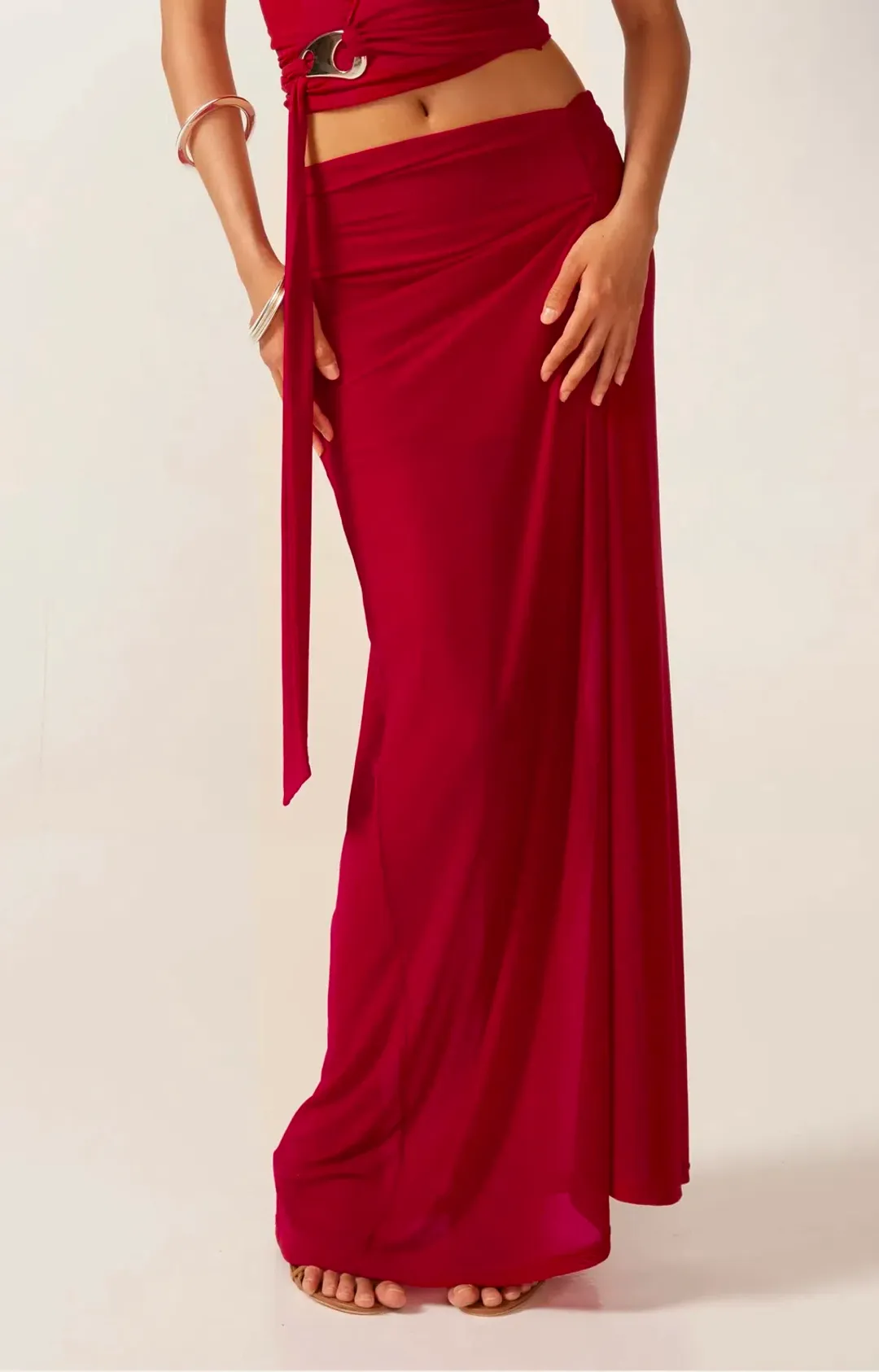 Ance Gria Prim Top and Sardinia Skirt in Rasberry Size 10 for rent on The Volte - main image