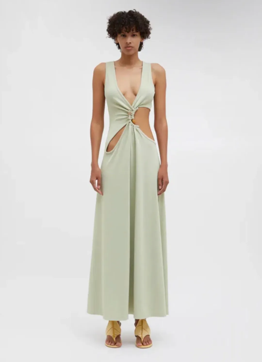 Christopher Esber Stone Cavern Tank Maxi Dress in Pistachio Size 10 for rent on The Volte - main image