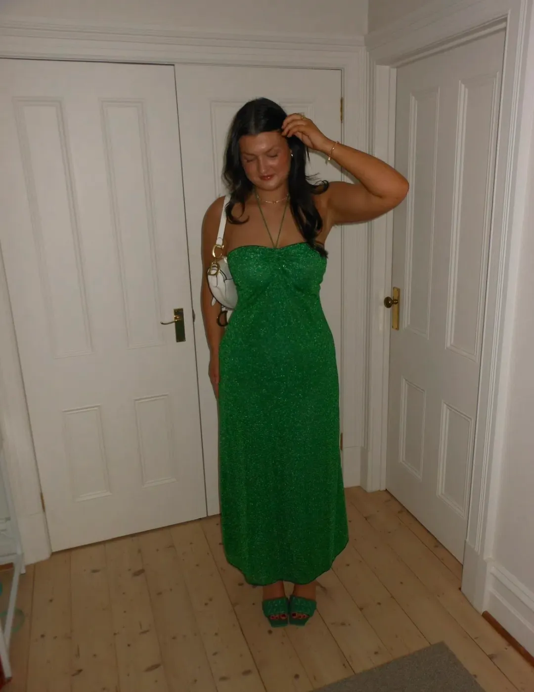Oseree Lumiere Empire Maxi Dress in Emerald Green Size 10 for rent on The Volte - main image