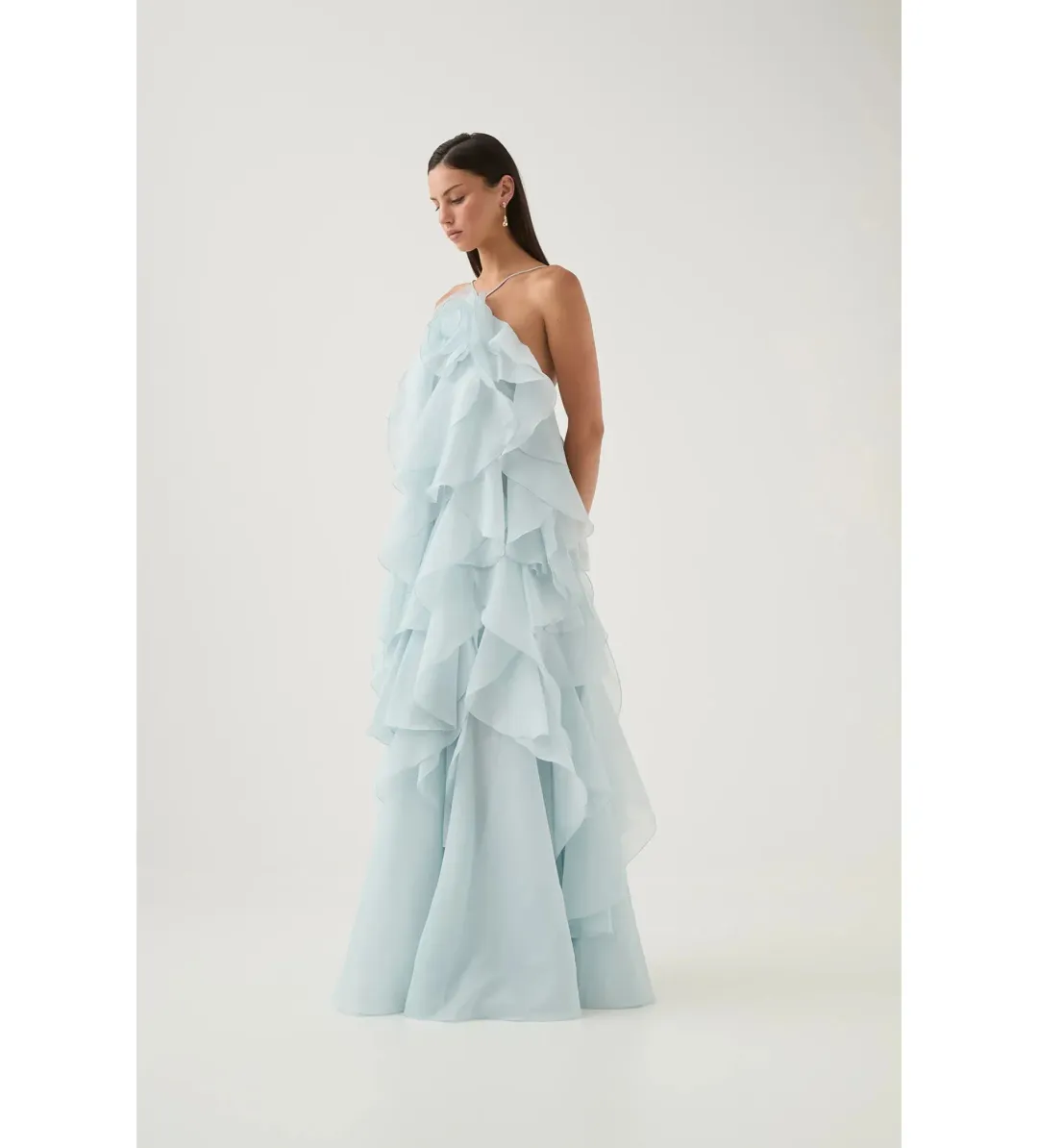 Aje Pandorea Layered Maxi Dress Silver Blue Size AU 12 for rent on The Volte - main image