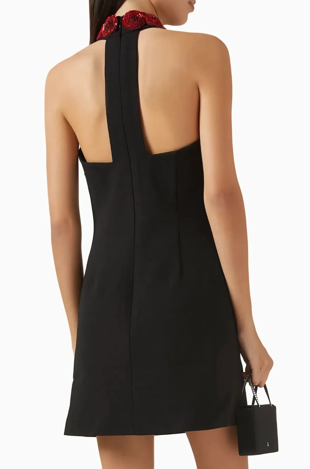 Rebecca Vallance Rosetta Halter Mini Dress Black Size 8 for rent on The Volte - main image