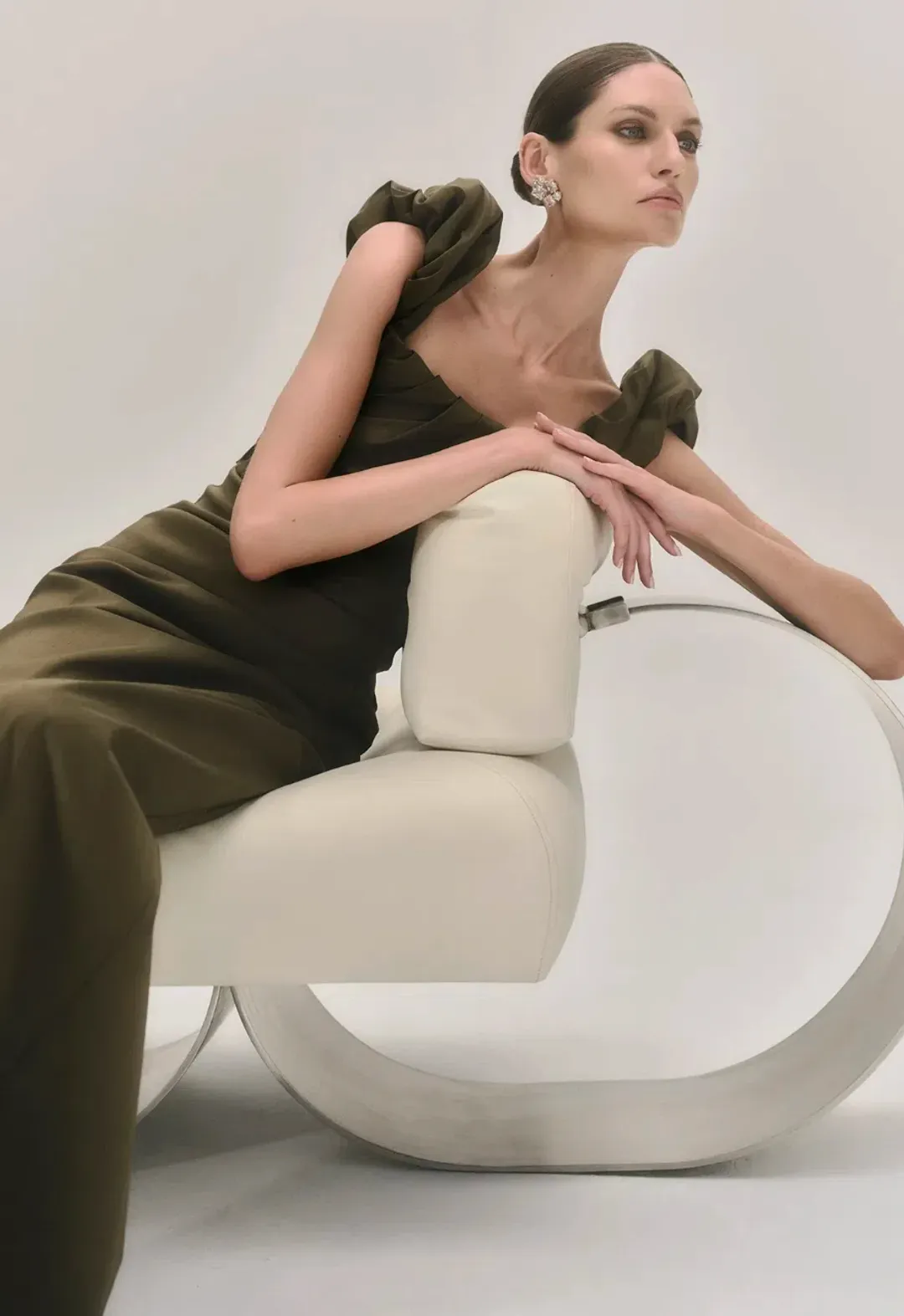 Rachel Gilbert Kalina Gown Olive Size 1/AU 8 for rent on The Volte - main image
