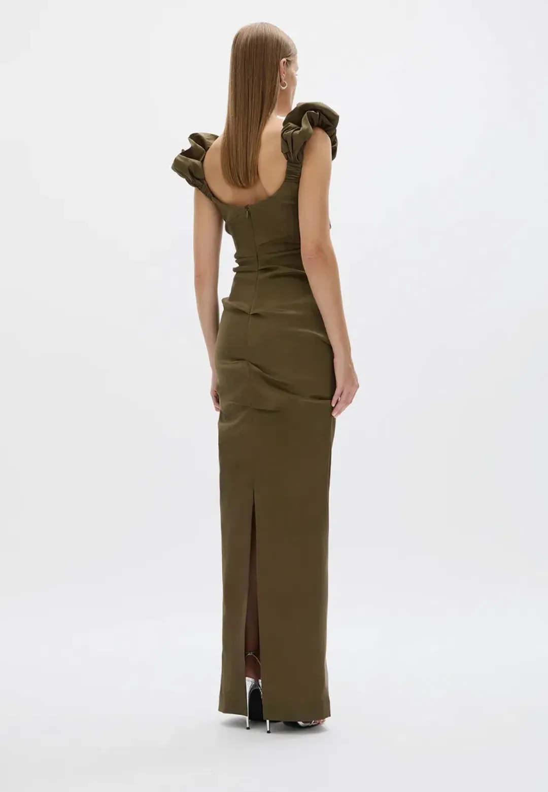 Rachel Gilbert Kalina Gown Olive Size 1/AU 8 for rent on The Volte - main image