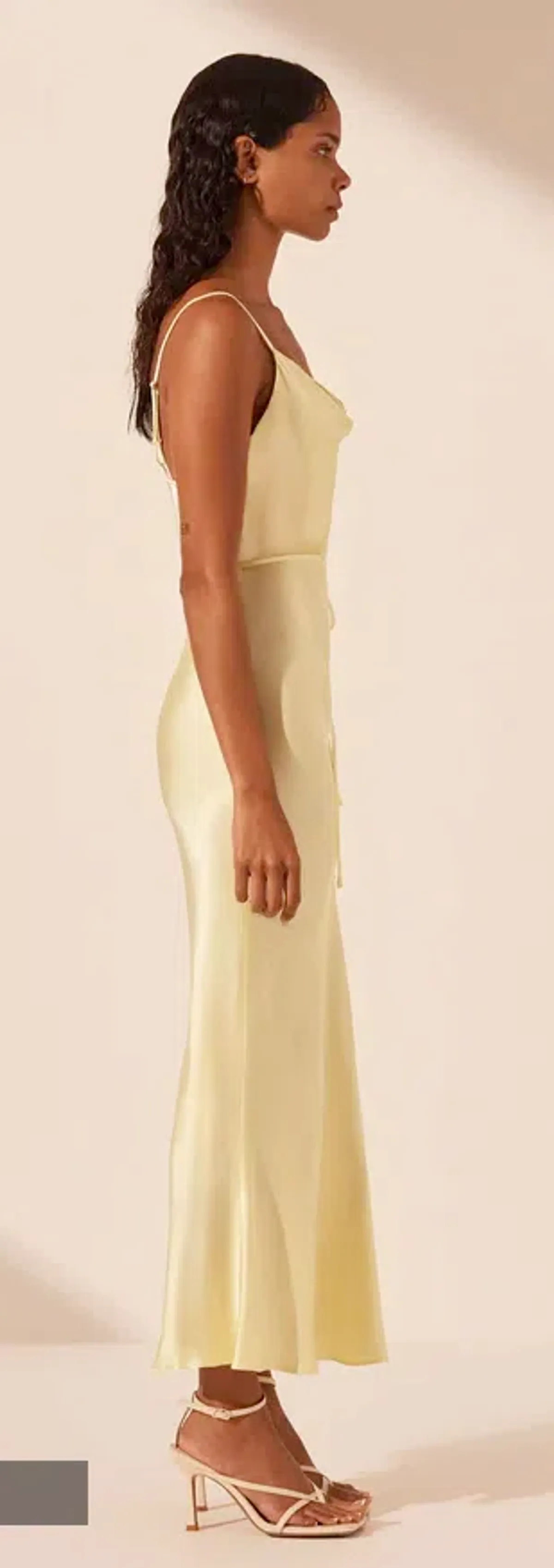 La Lune Bias Cowl Midi Dress Lemon Size 10 - Image 4