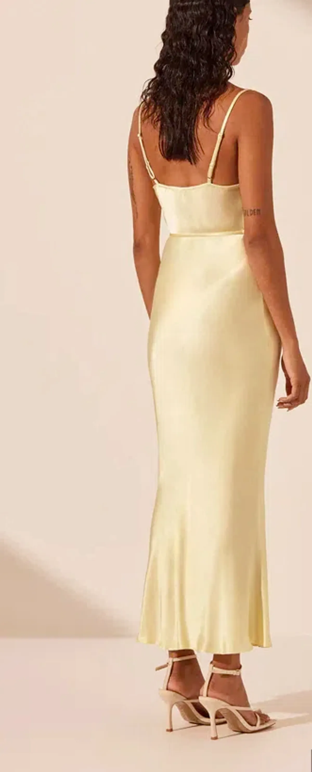 La Lune Bias Cowl Midi Dress Lemon Size 10 - Image 5