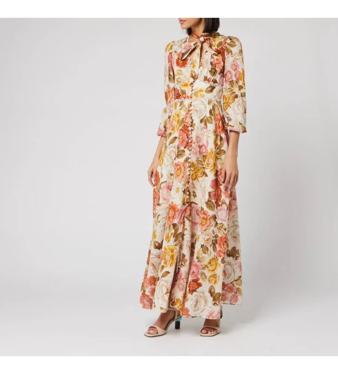 Zimmerman Bonita Linen Dress Lemon Floral Size 2 / AU 12 for rent on The Volte - main image