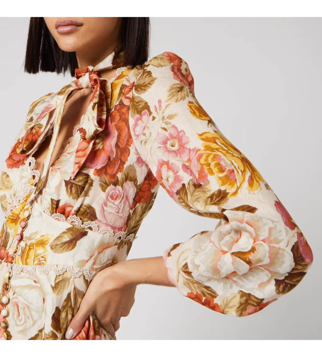 Zimmerman Bonita Linen Dress Lemon Floral Size 2 / AU 12 for rent on The Volte - main image