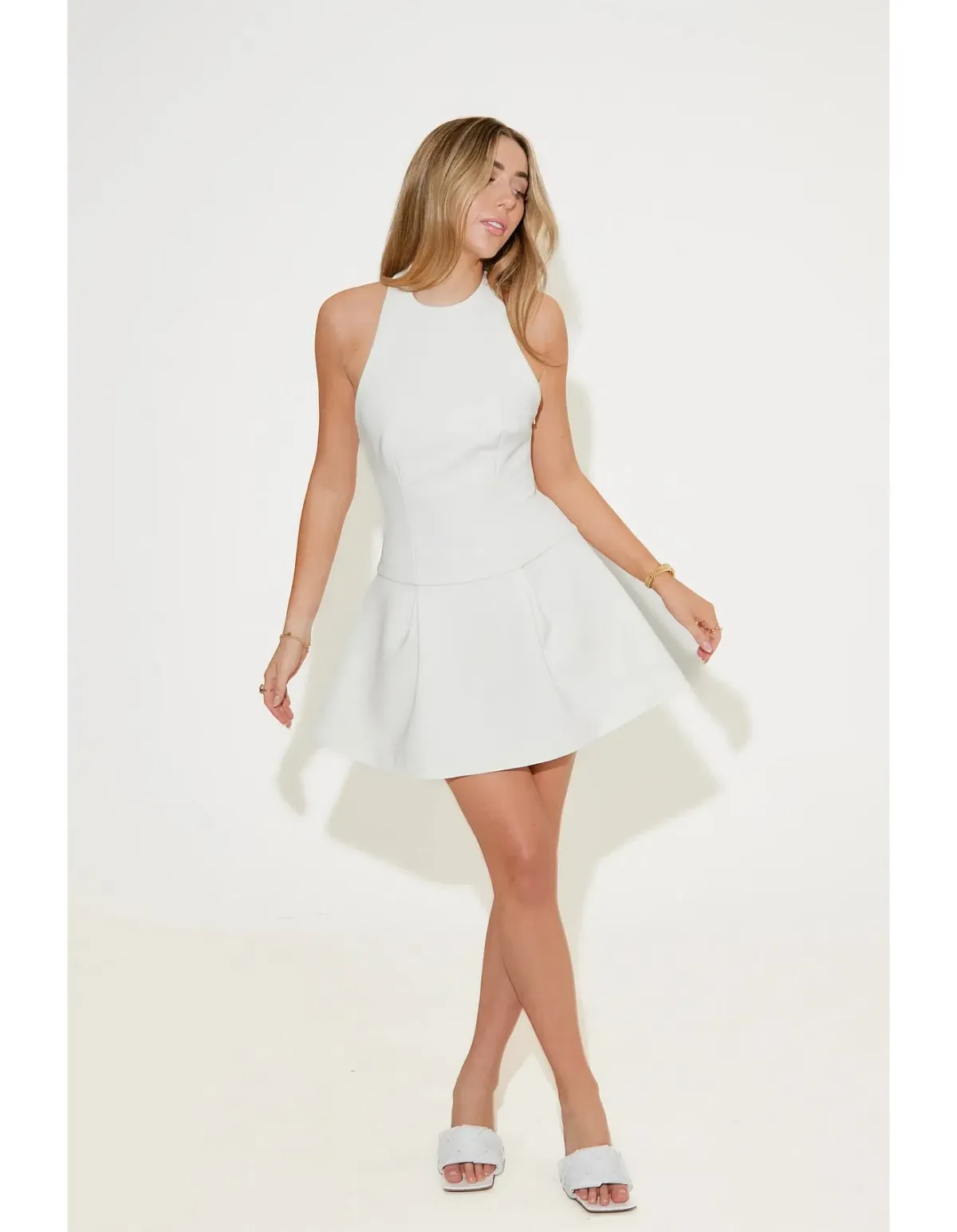 Odd Muse The Ultimate Muse Dropped Hem Mini Dress White Size S/AU 8 - Image 1