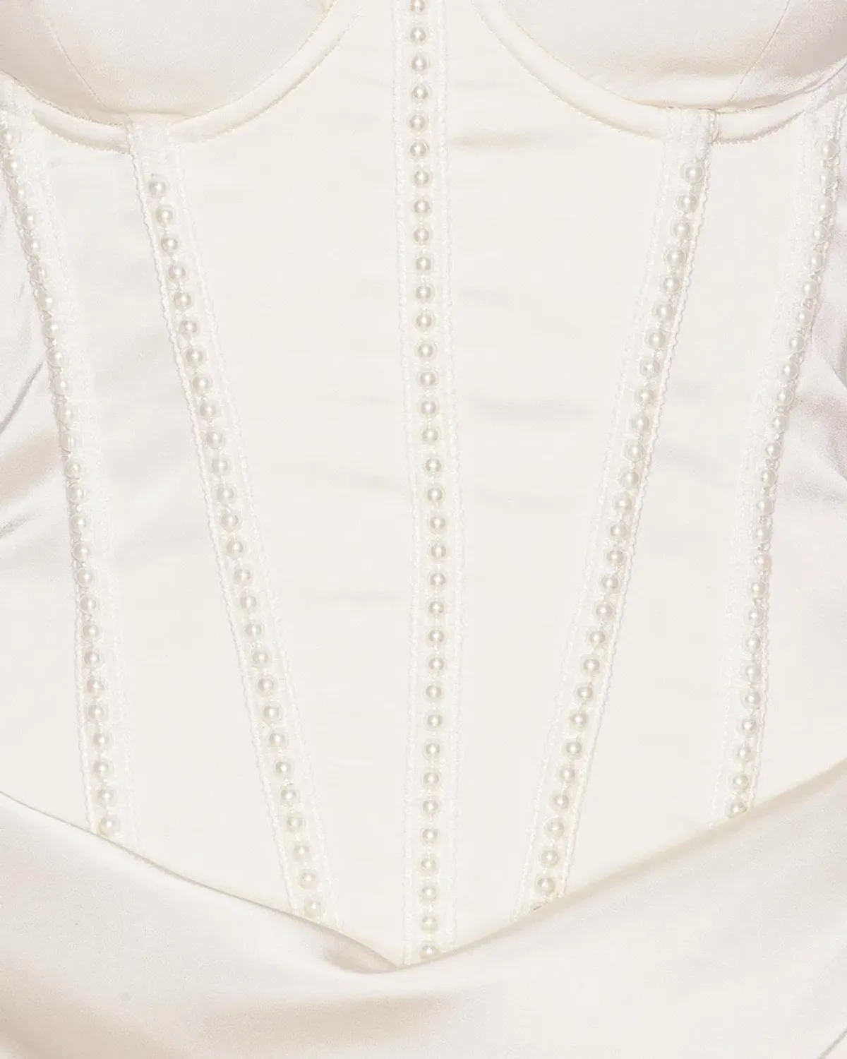 Rotate by Birger Christensen Satin Pearl Corset Dress in White Size 34 / AU 6  - Image 4